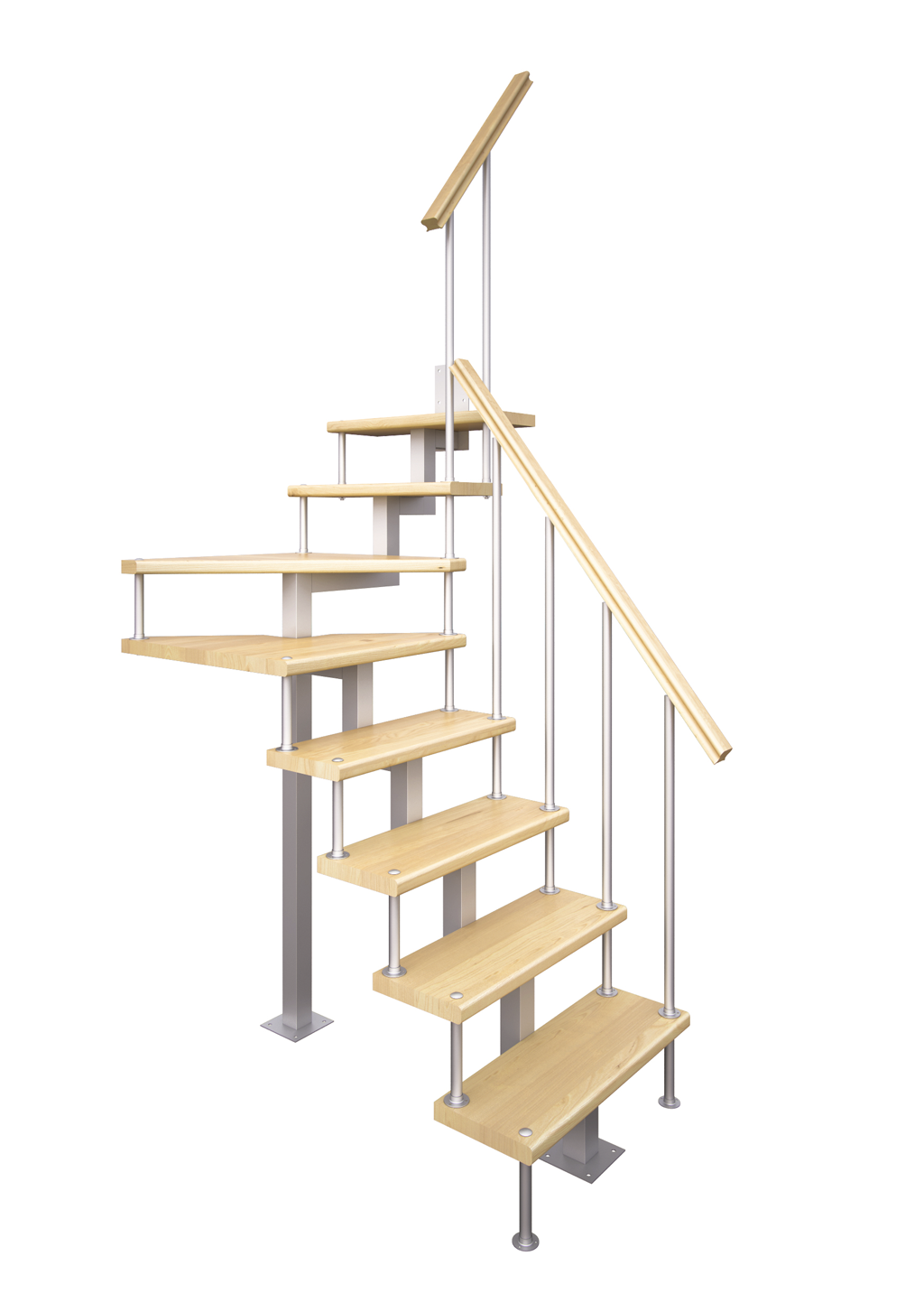 Модульная лестница престиж поворотная 90 градусов